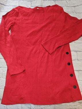 Zara Ribbed Long Sleeve Tunic with Black Side Snap Buttons XLarge NWOT